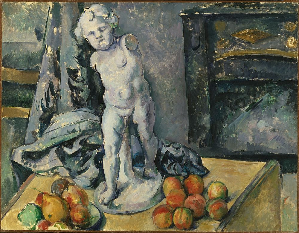 Still Life with Plaster Cupid (1890s) painting in high resolution by Paul C&eacute;zanne. Original from the National Museum…