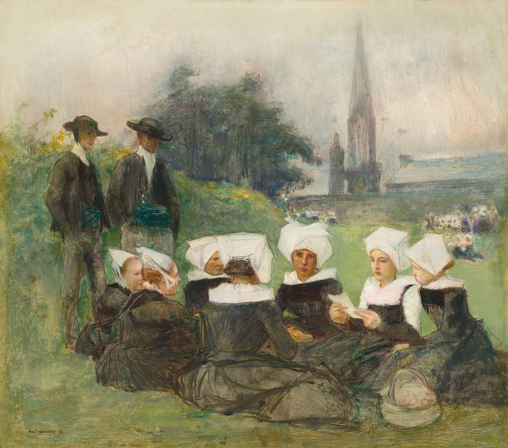 Study for "Breton Women at a Pardon" (ca. 1887) by Pascal Adolphe Jean Dagnan Bouveret.  