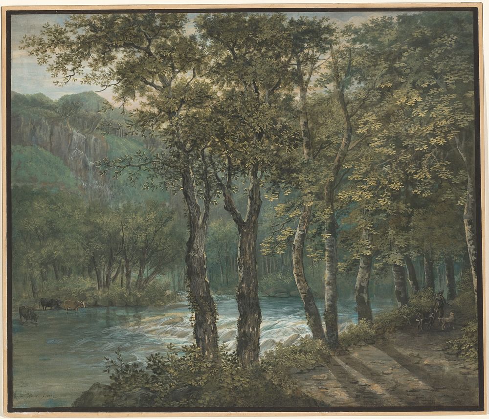 Sunlight Filtering through Trees along the River Sihl (1792) by Conrad Gessner.  