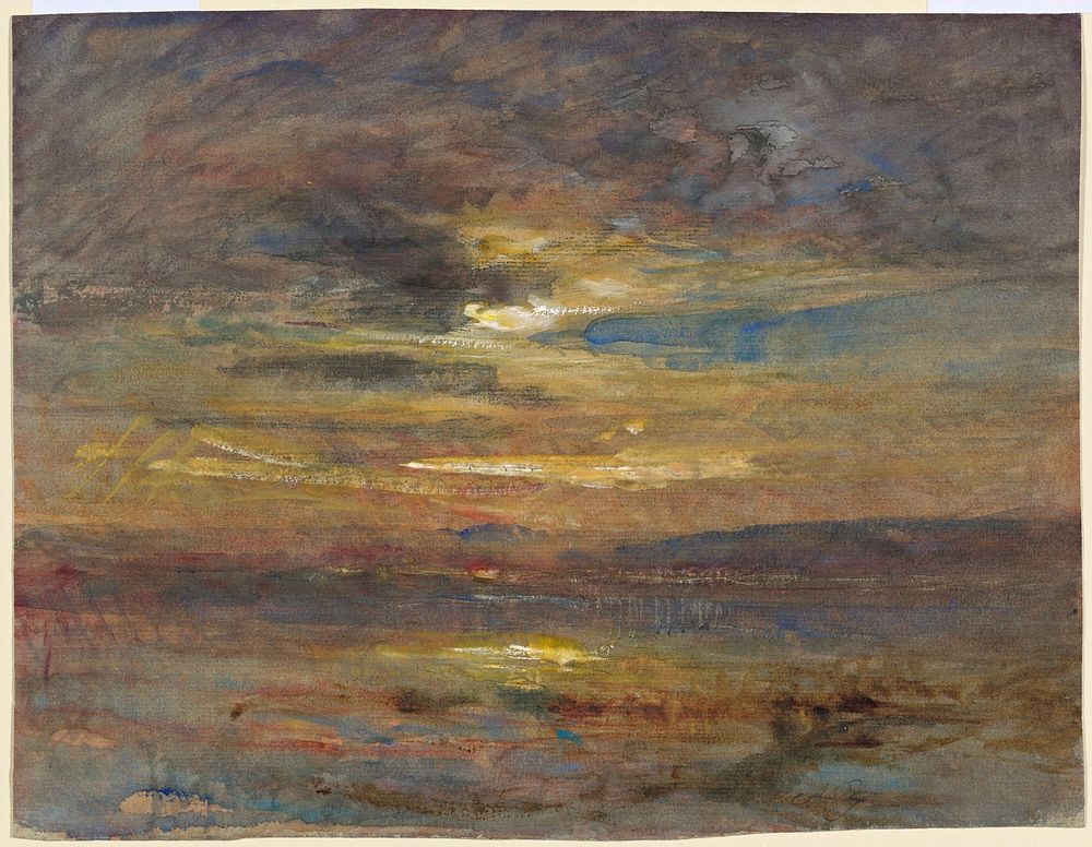 Sunset over a Pond (ca. 1880) by Fran&ccedil;ois&ndash;Auguste Ravier.  