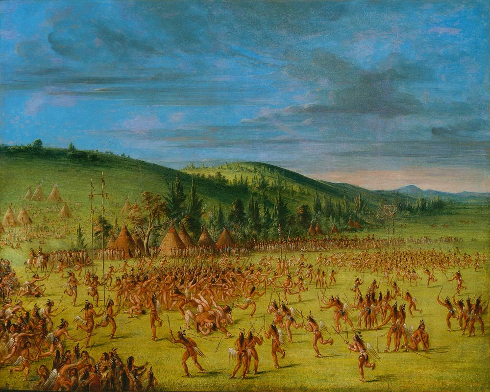 Ball-play of the Choctaw-Ball Up (1846&ndash;1850) painting in high resolution by George Catlin.  