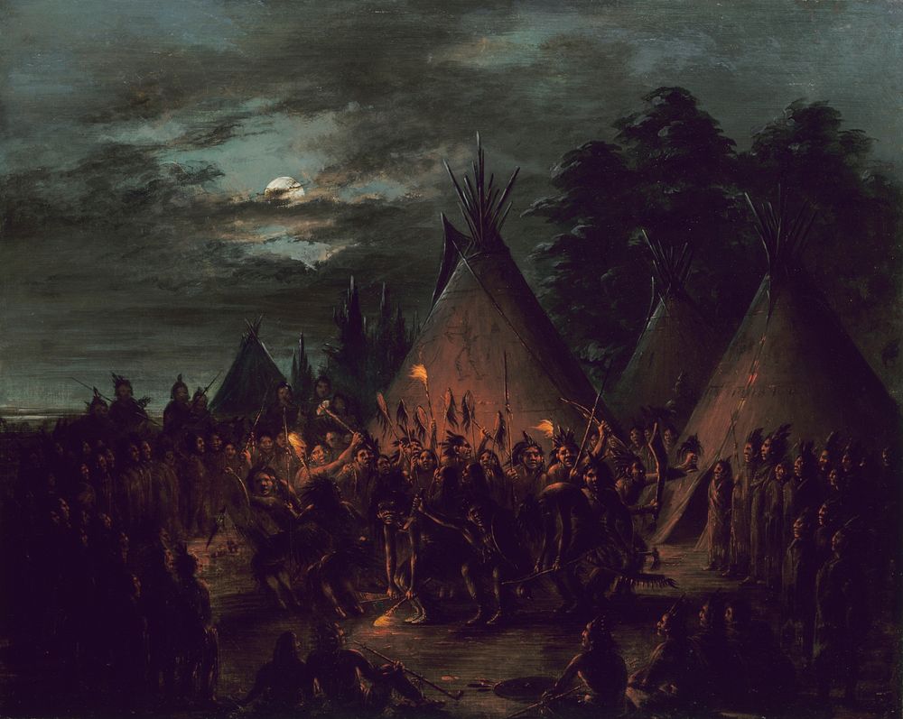 Scalp Dance, Sioux (1845&ndash;1848) painting in high resolution by George Catlin.  
