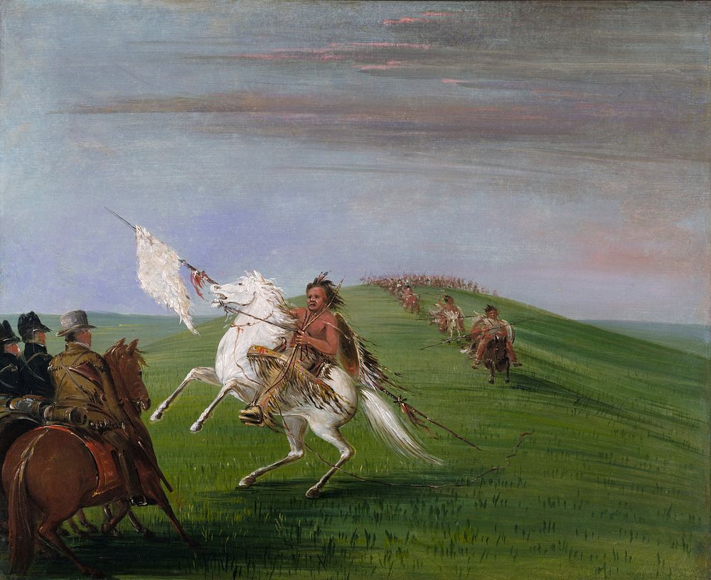 Comanche Meeting the Dragoons (1834&ndash;1835) painting in high resolution by George Catlin.  