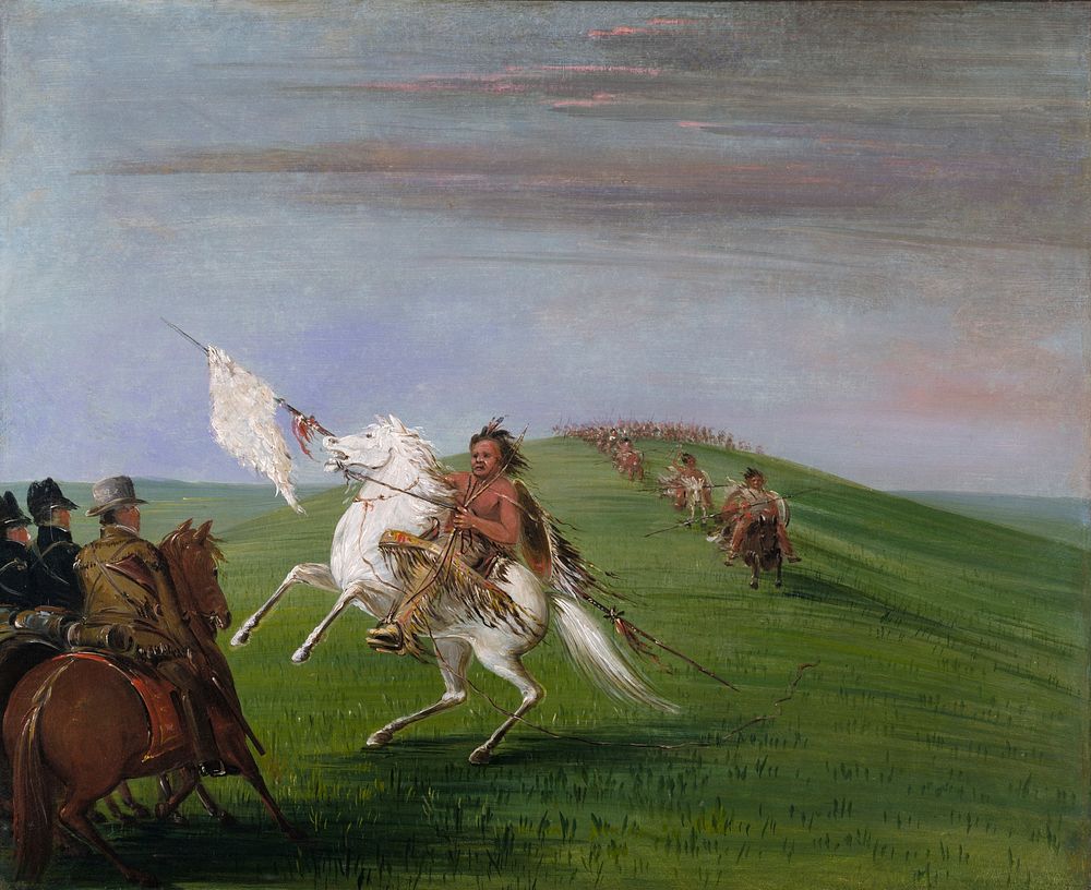 Comanche Meeting the Dragoons (1834–1835) painting in high resolution by George Catlin.  