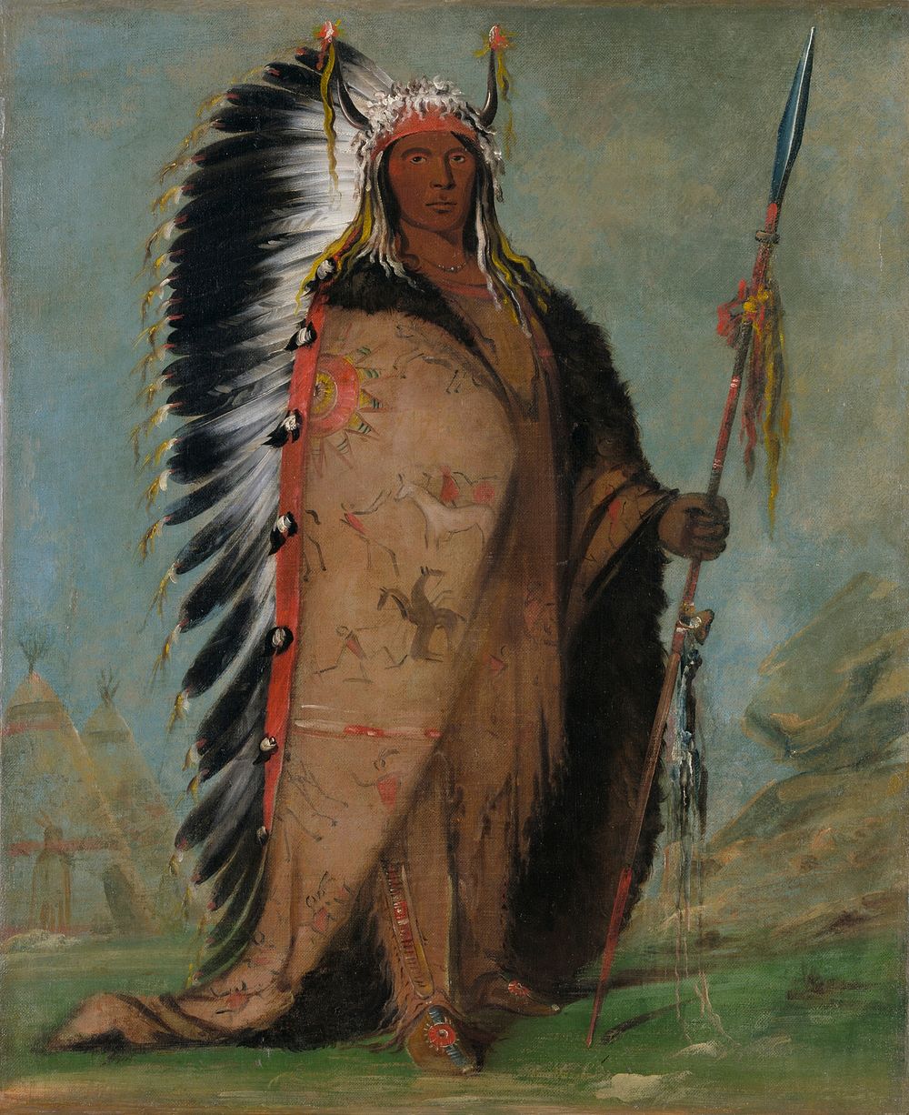 Ee-&aacute;h-s&aacute;-pa, Black Rock, a Two Kettle Chief (1832) painting in high resolution by George Catlin.  