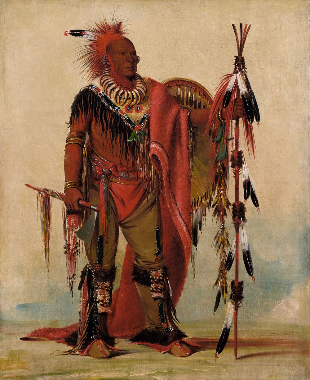 Kee-o-k&uacute;k, The Watchful Fox, Chief of the Tribe (1835) painting in high resolution by George Catlin.  