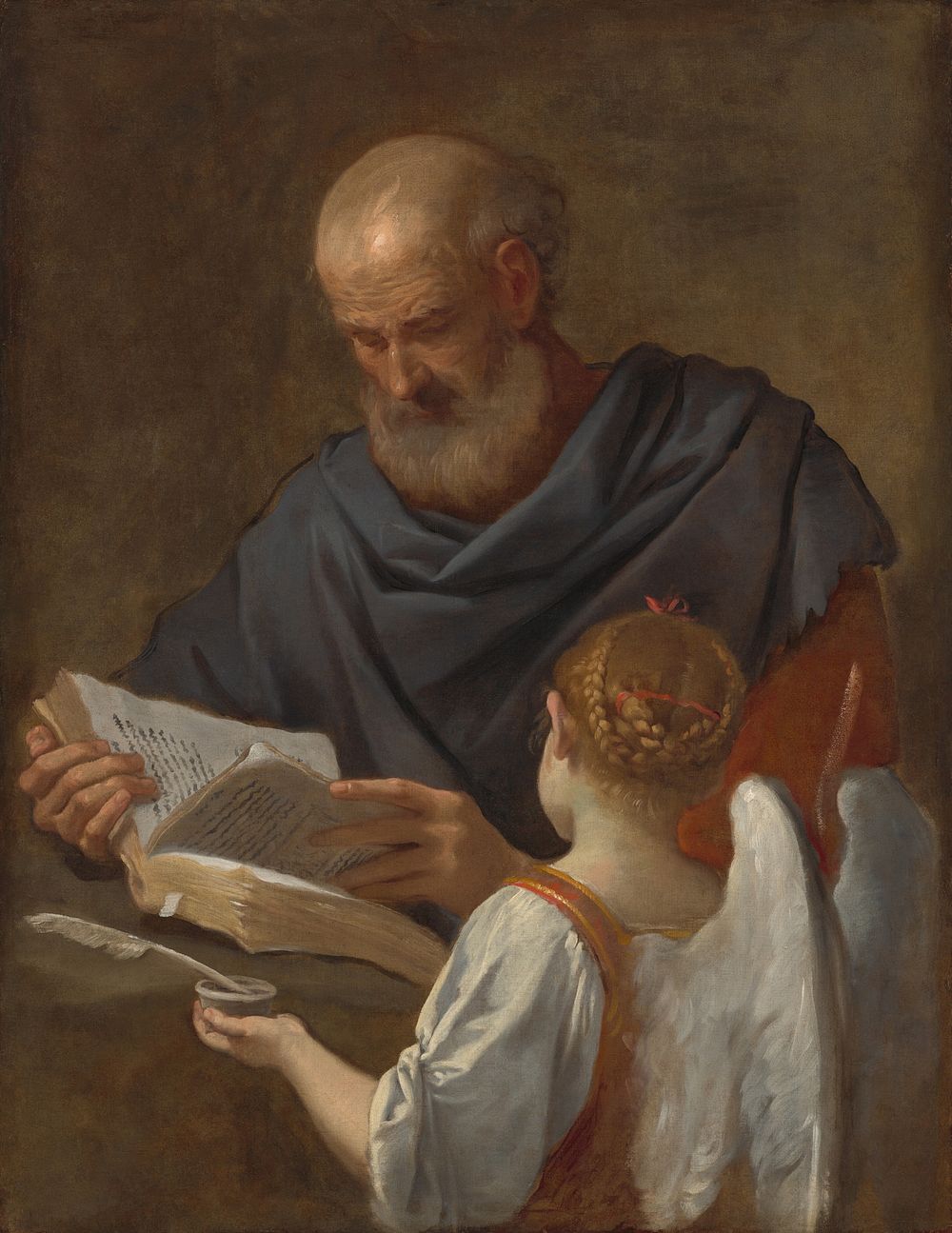 Saint Matthew and the Angel (ca. 1645–1648) by Simone Cantarini.  