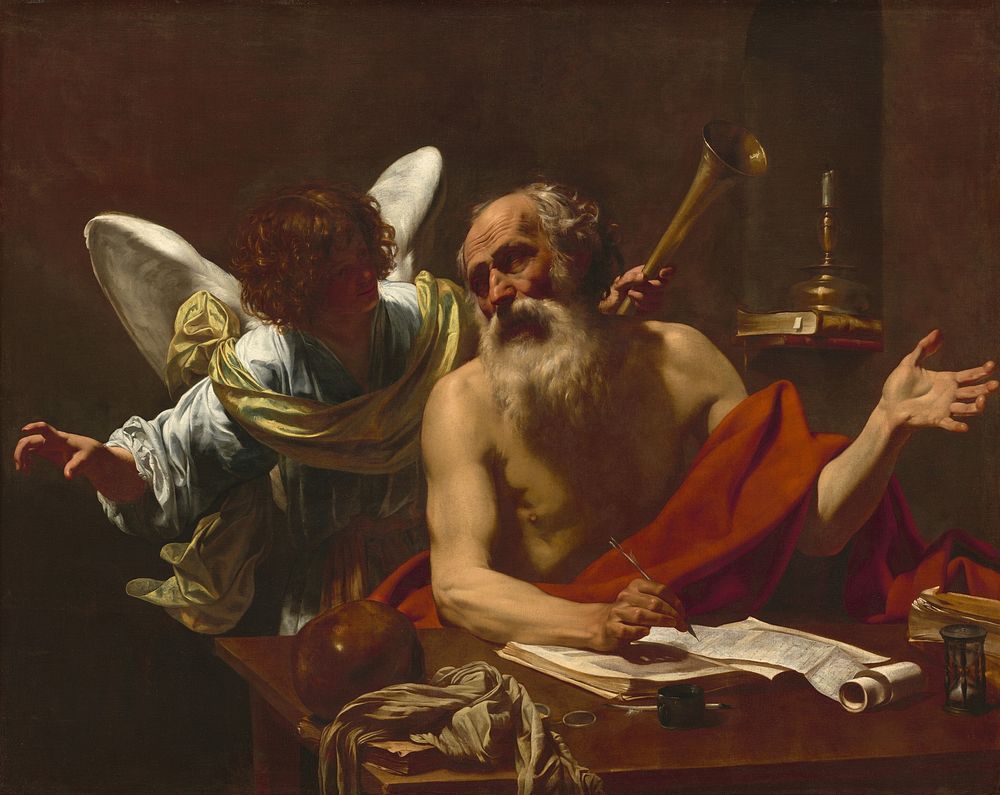 Saint Jerome and the Angel (ca. 1622–1625) by Simon Vouet.  