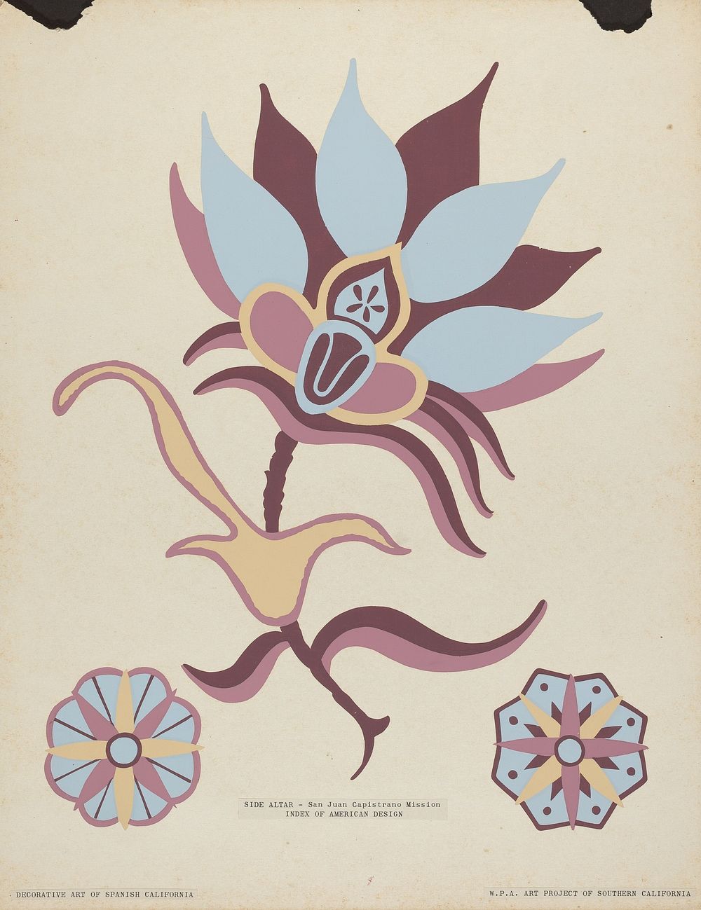 San Juan Capistrano Mission Ceiling Decoration from the portfolio "Decorative Art of Spanish California" (1935–1942) by…