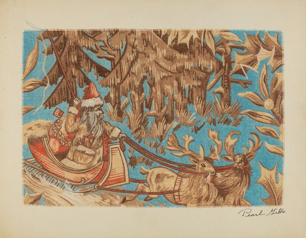 Santa Claus Tapestry (ca. 1939) by Pearl Gibbo.  
