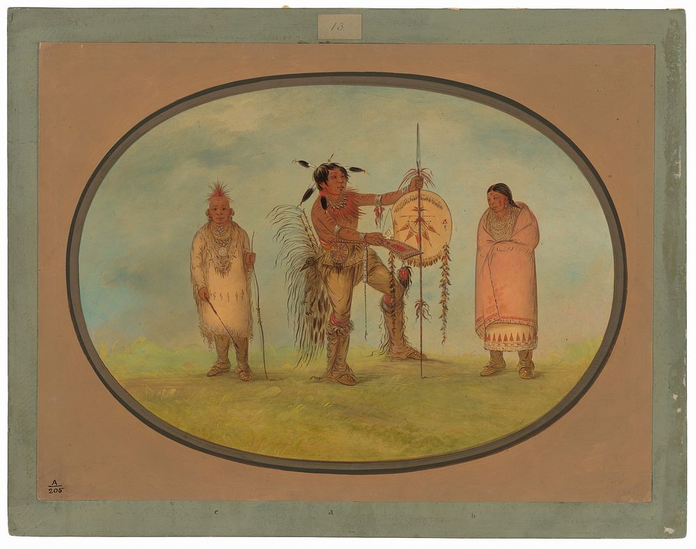 Saukie Warrior, His Wife, and a Boy (1861-1869) painting in high resolution by George Catlin.  