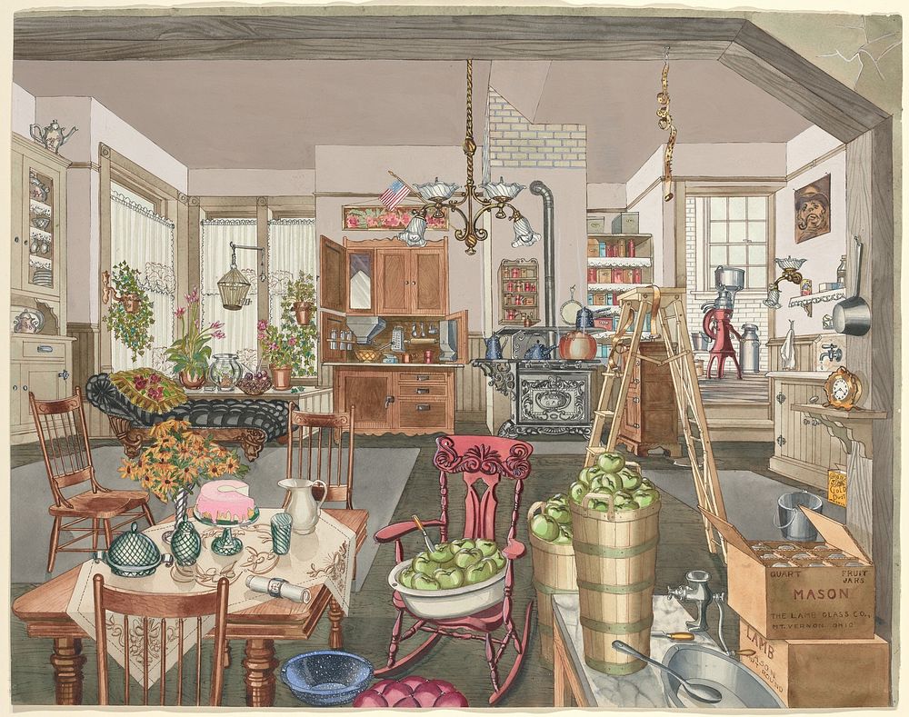 Semi-Rural Kitchen and Dining Room (1910) (1935/1942) byPerkins Harnly.  
