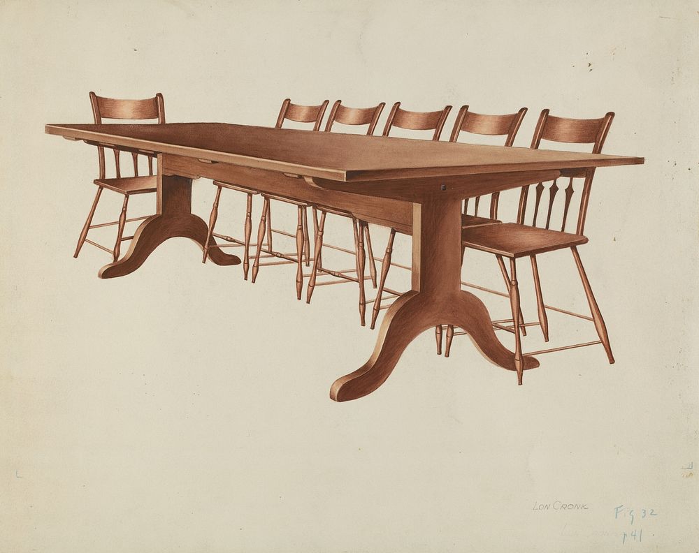 Shaker Table and Chairs (c. 1937) by Lon Cronk.  