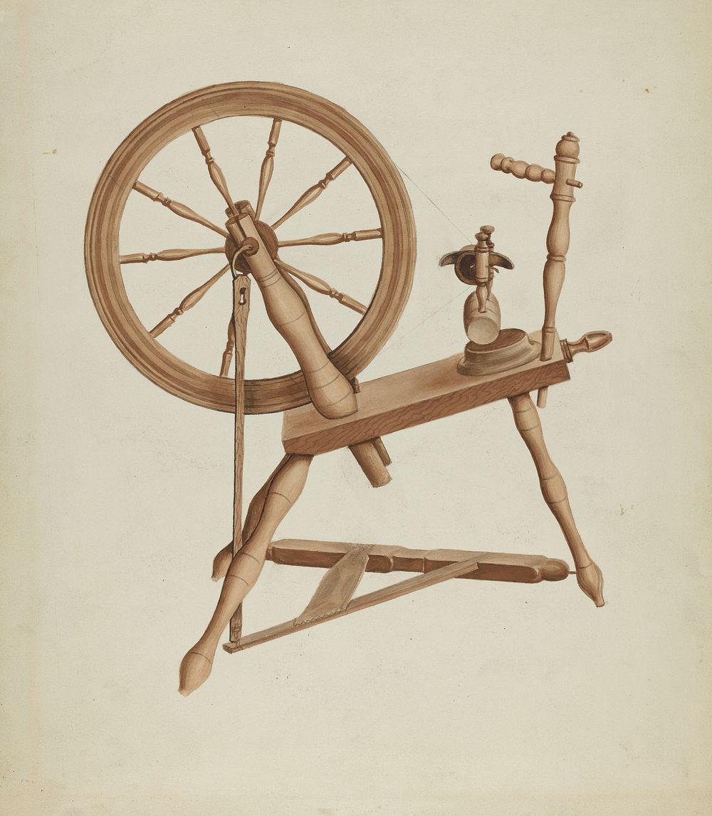 Shaker Flax Spinning Wheel (ca.1936) by Lon Cronk.  