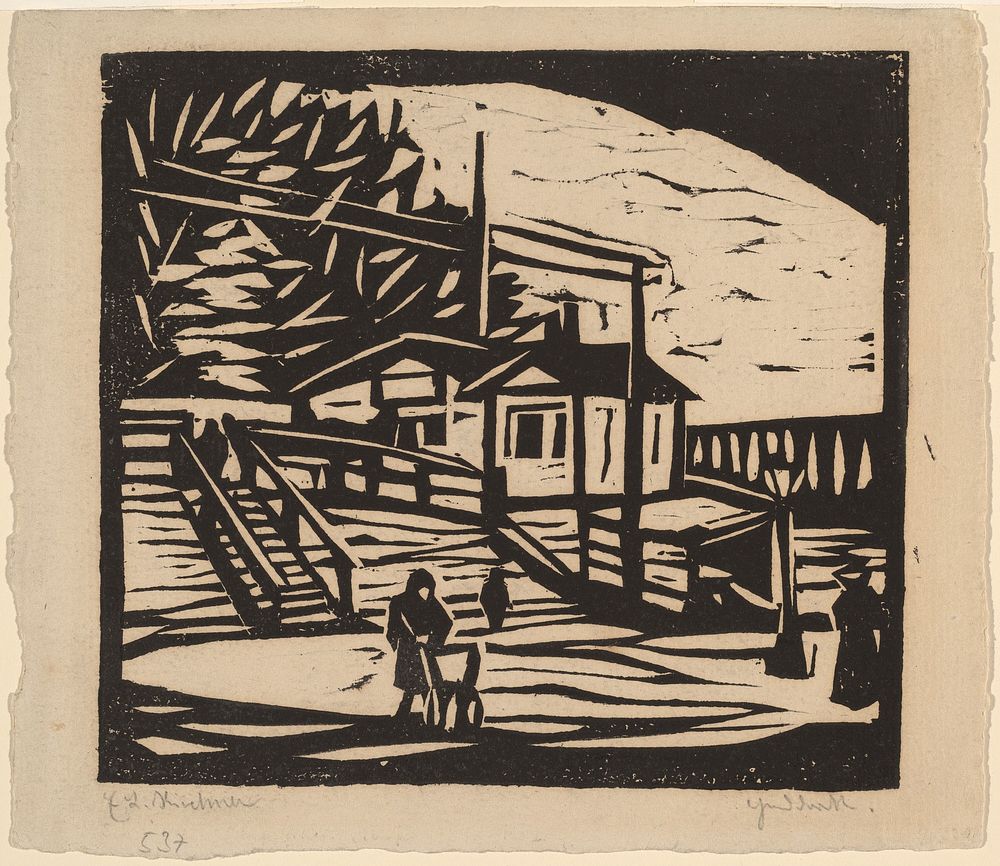 Shed on the Bank of the Elbe (1906) print in high resolution by Ernst Ludwig Kirchner.  