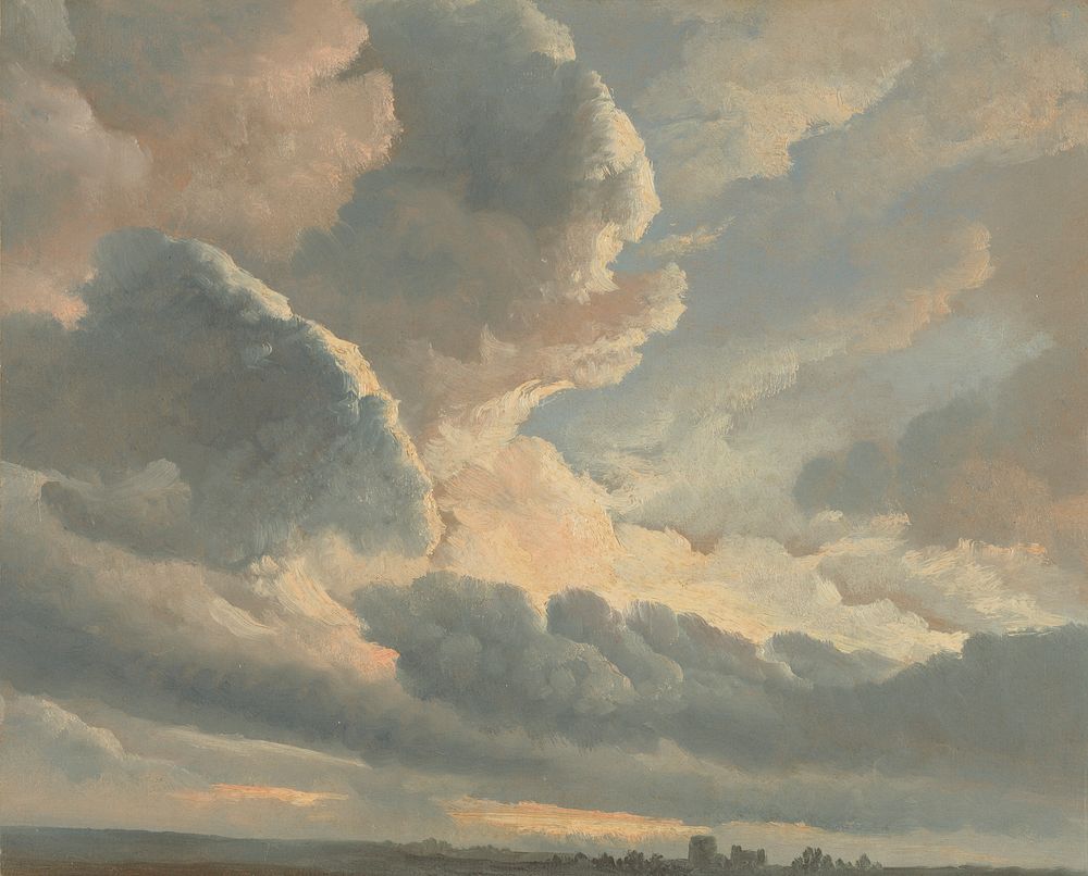 Study of Clouds with a Sunset near Rome; Simon Alexandre Cl&eacute;ment Denis (1786-1801)
