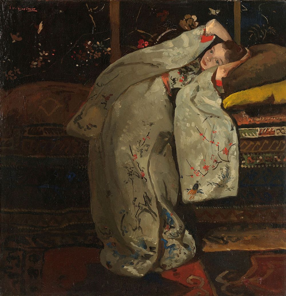 Girl in a White Kimono (1894) by George Hendrik Breitner. 
