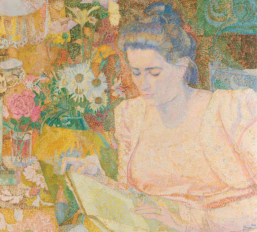 Portrait of Mrs Marie Jeannette de Lange (1900) by Jan Toorop. Original public domain image from the Rijksmuseum