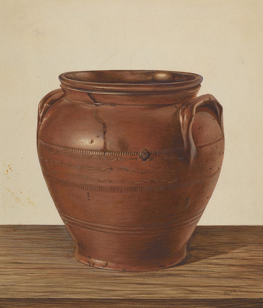 Two Handled Jar&ndash;Stoneware (ca.1939) by Philip Smith.  