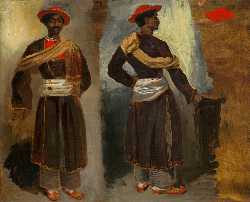 Two Studies of a Standing Indian from Calcutta (ca. 1823–1824) by Eugène Delacroix.  