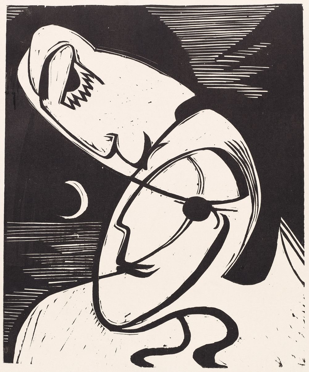 The Kiss (1930) print in high resolution by Ernst Ludwig Kirchner.  