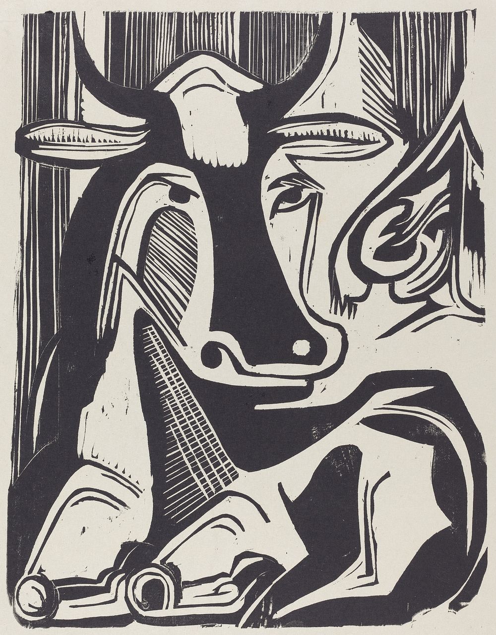 The Large Cow Lying Down (1929) print in high resolution by Ernst Ludwig Kirchner.  