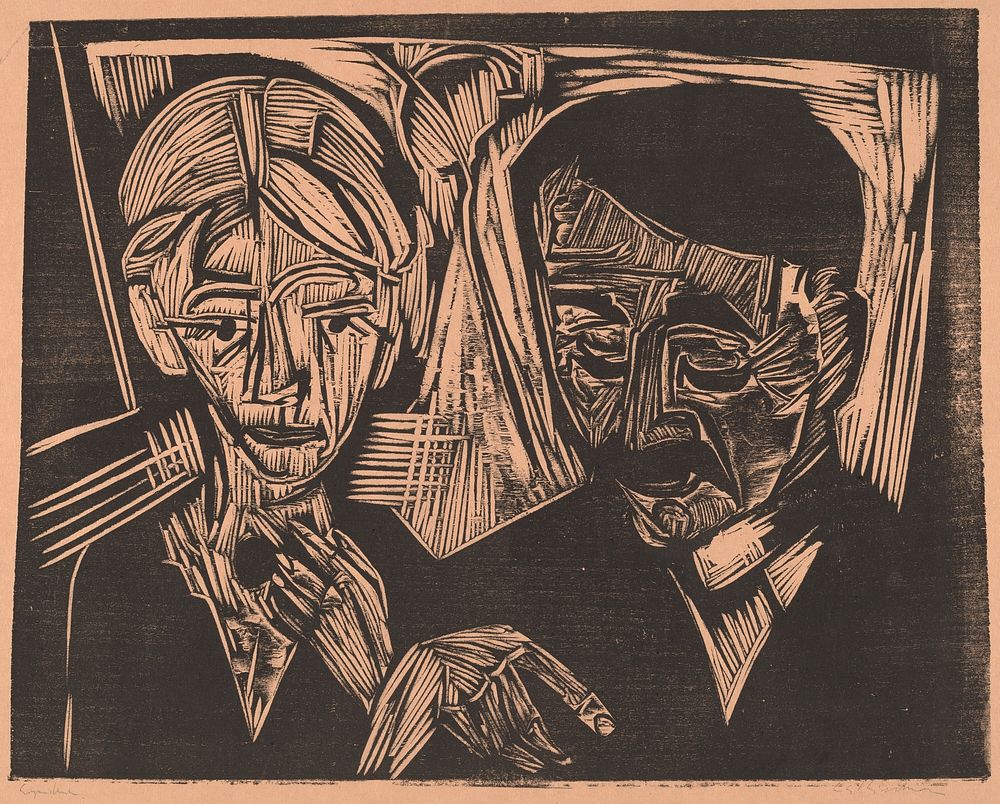 The Married Couple Müller (1919) print in high resolution by Ernst Ludwig Kirchner.  