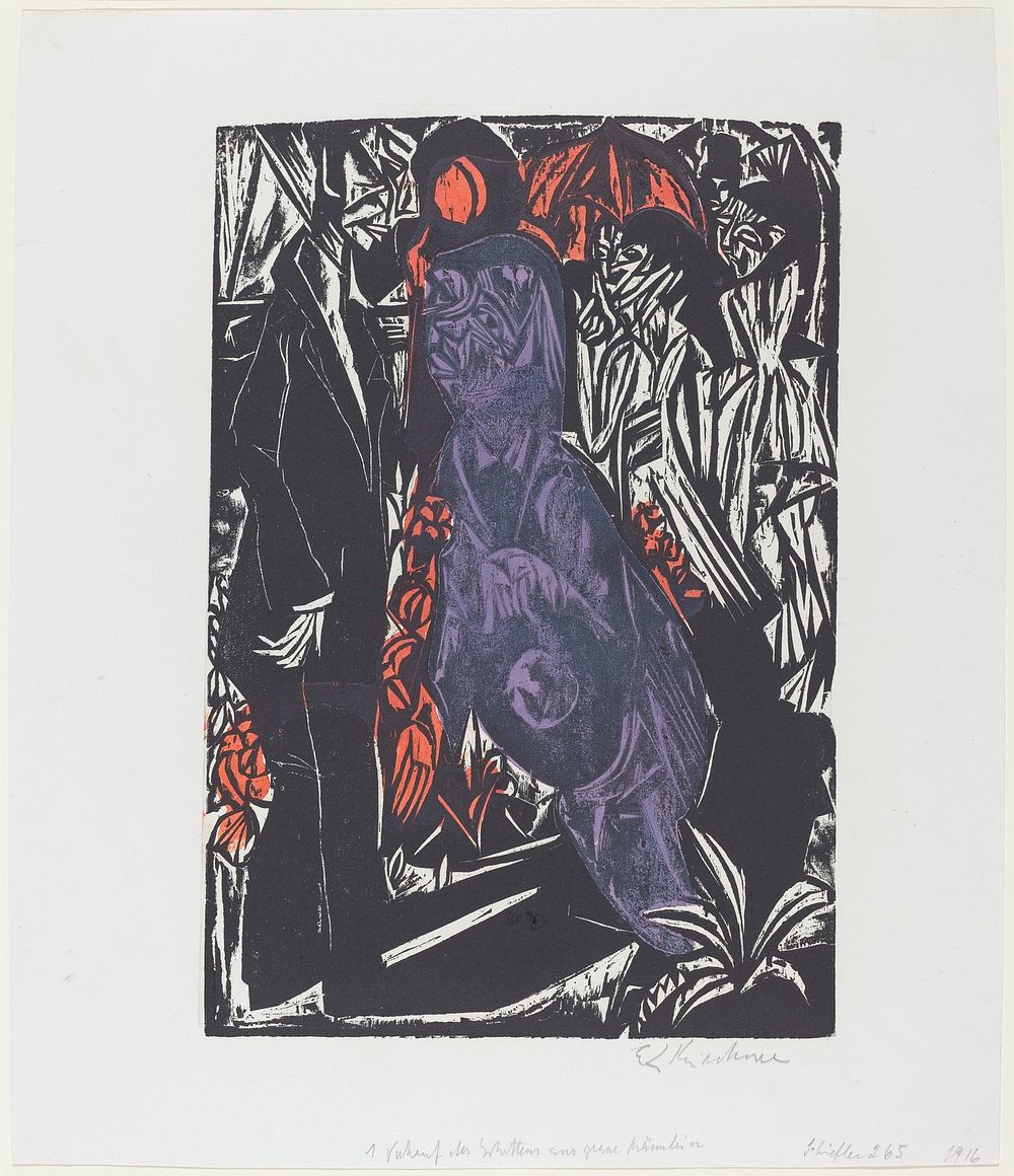 Peter Schlemihl's Wondrous Story: The Sale of His Shadow (1915) print in high resolution by Ernst Ludwig Kirchner.  