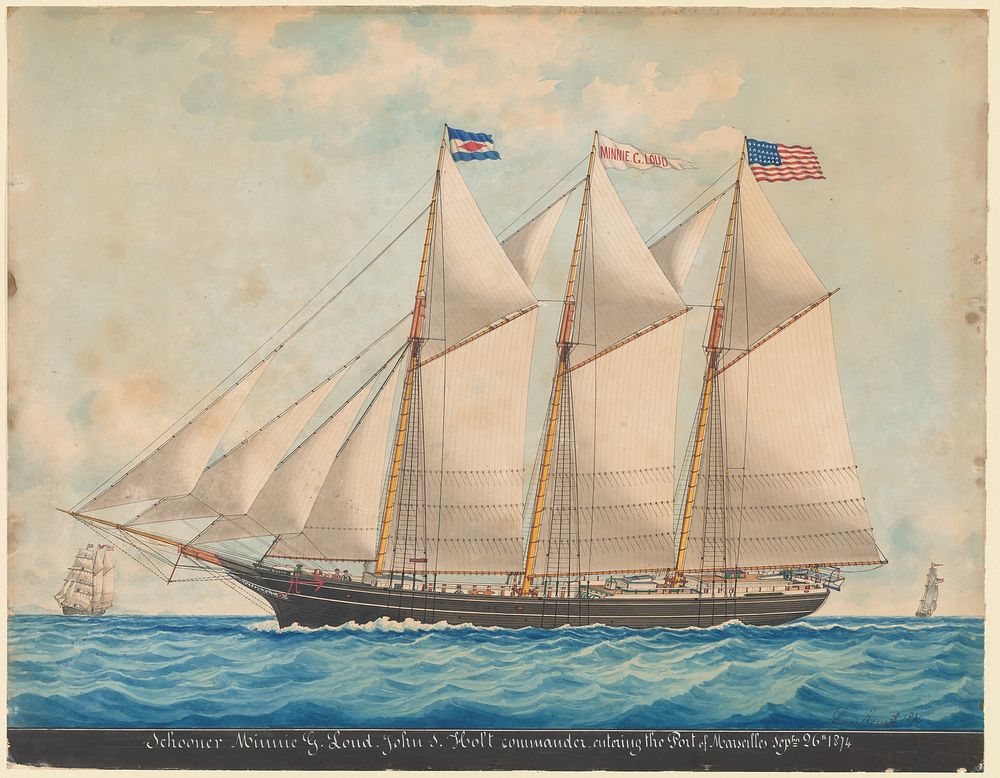 The Tern Schooner "Minnie G. Loud" (1876) by Louis Roux.  