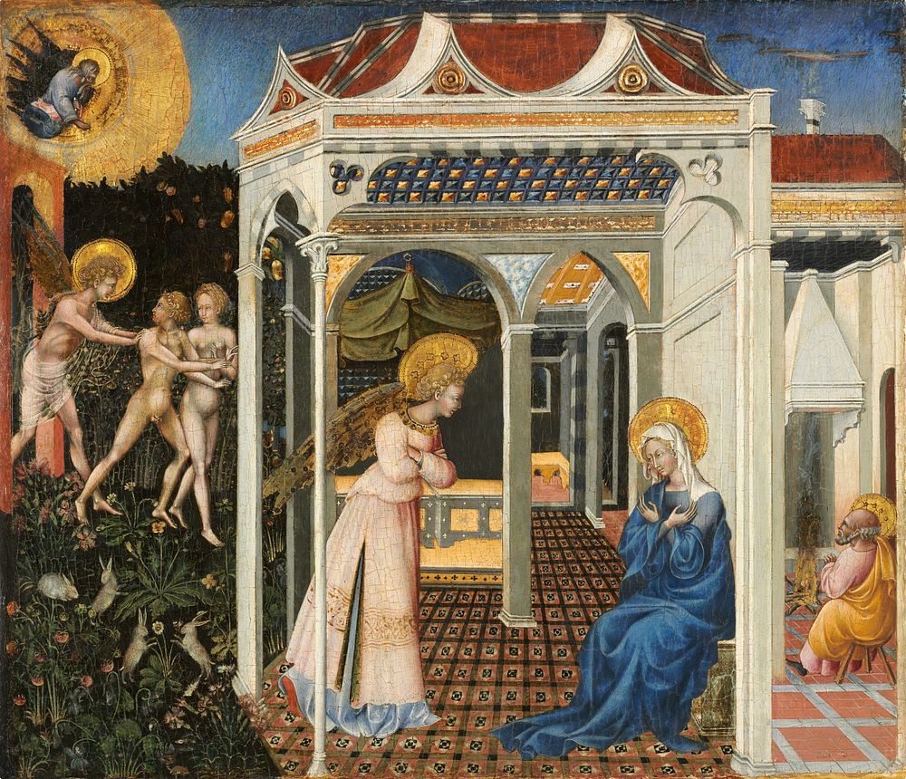 The Annunciation and Expulsion from Paradise (ca. 1435) by Giovanni di Paolo.  