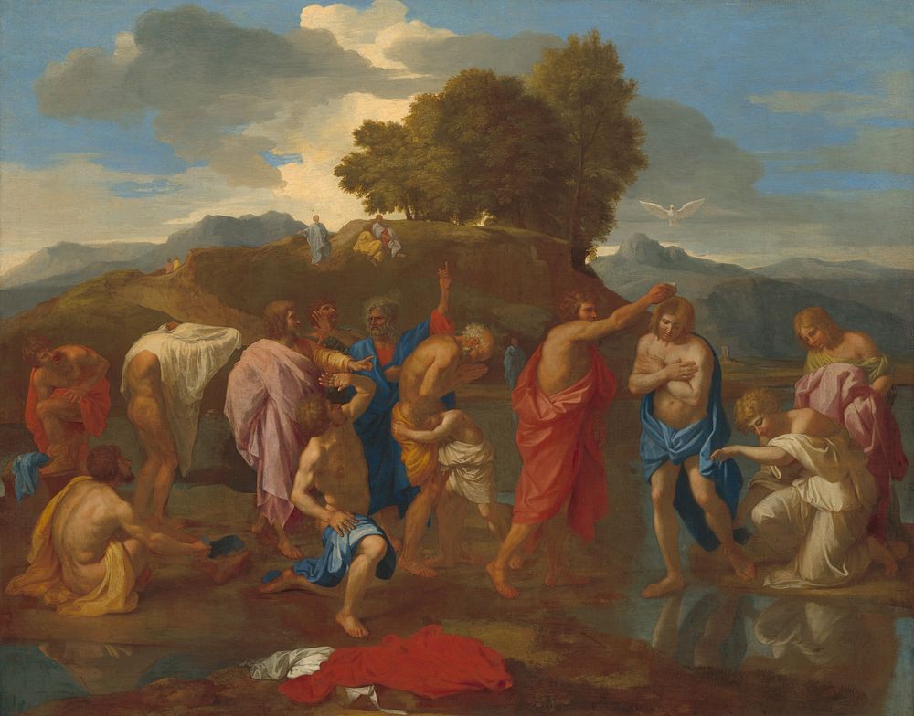 The Baptism of Christ (1641&ndash;1642) by Nicolas Poussin.  