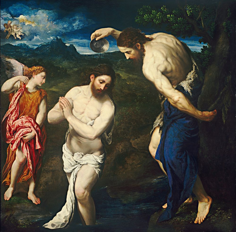 The Baptism of Christ (ca. 1535&ndash;1540) by Paris Bordone.  