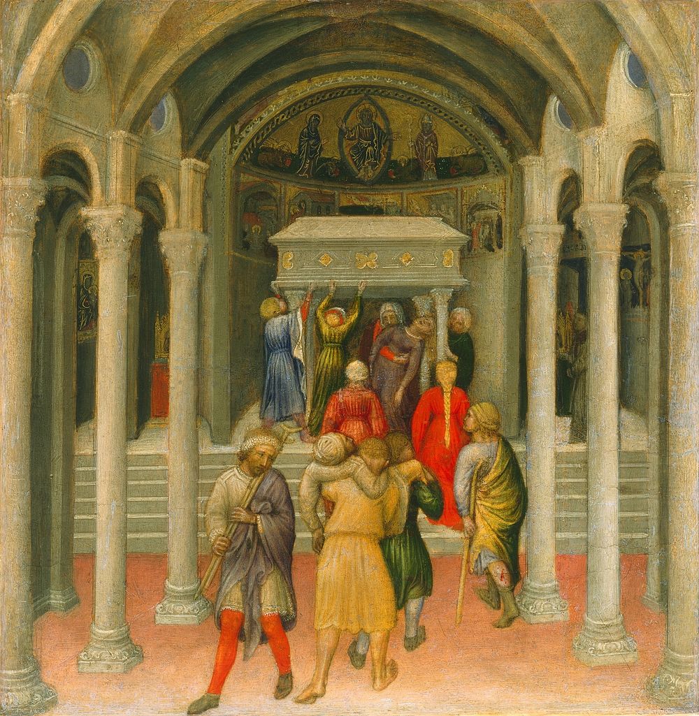 The Crippled and Sick Cured at the Tomb of Saint Nicholas (1425) by Gentile da Fabriano.  