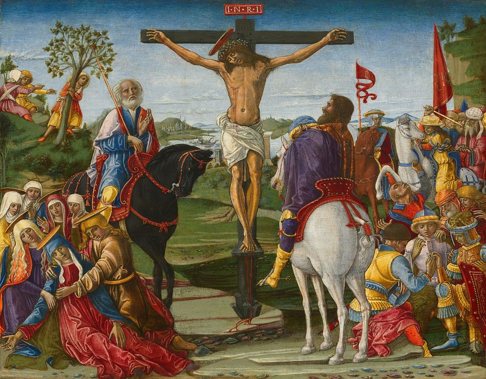 The Crucifixion (ca. 1491) by Benvenuto di Giovanni .  