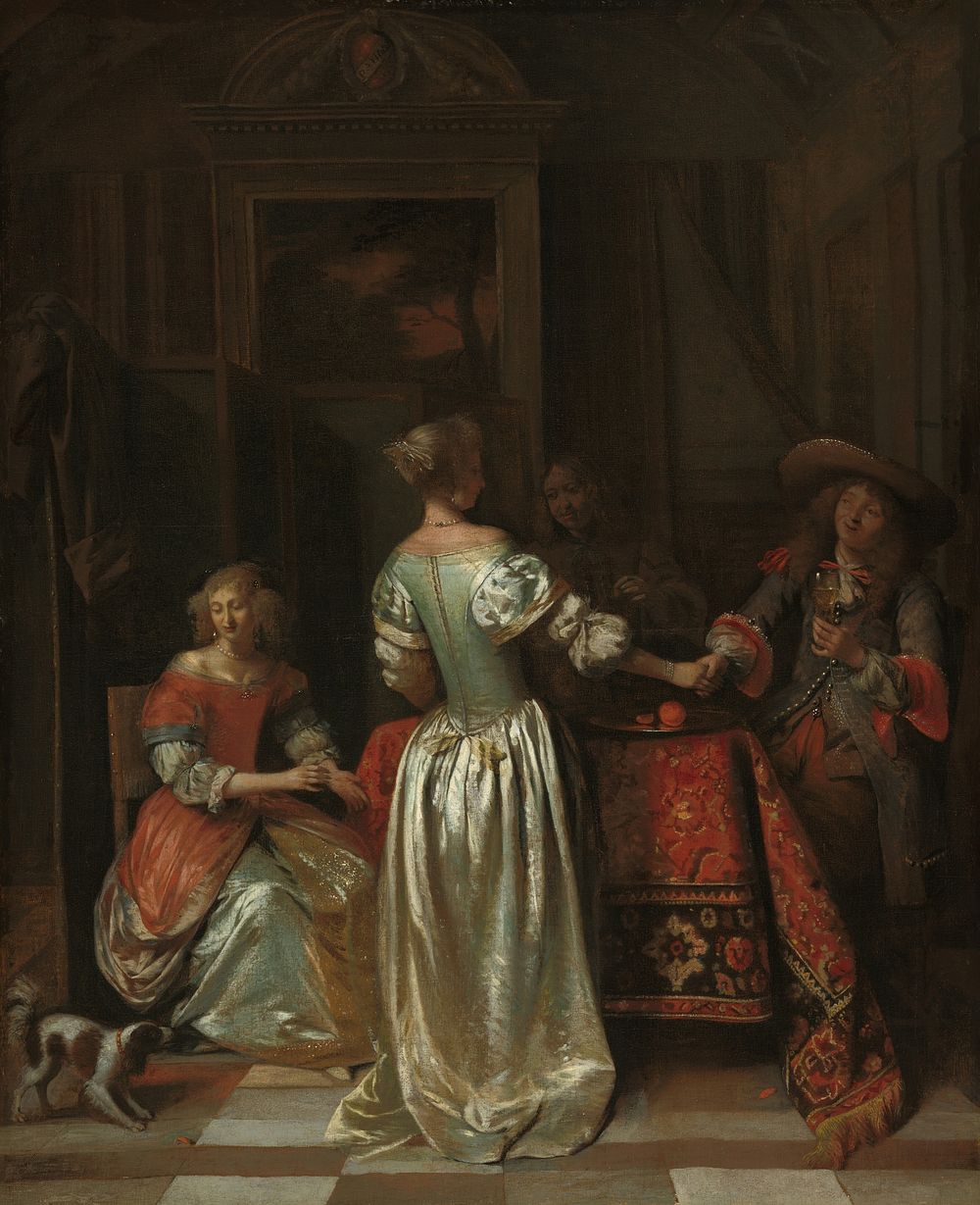 The Greeting (ca. 1675) by Pieter de Hooch.  