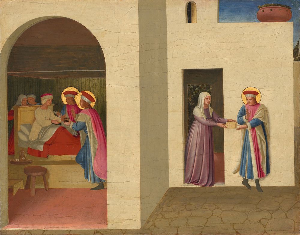 The Healing of Palladia by Saint Cosmas and Saint Damian (ca. 1438–1440) by Fra Angelico.  