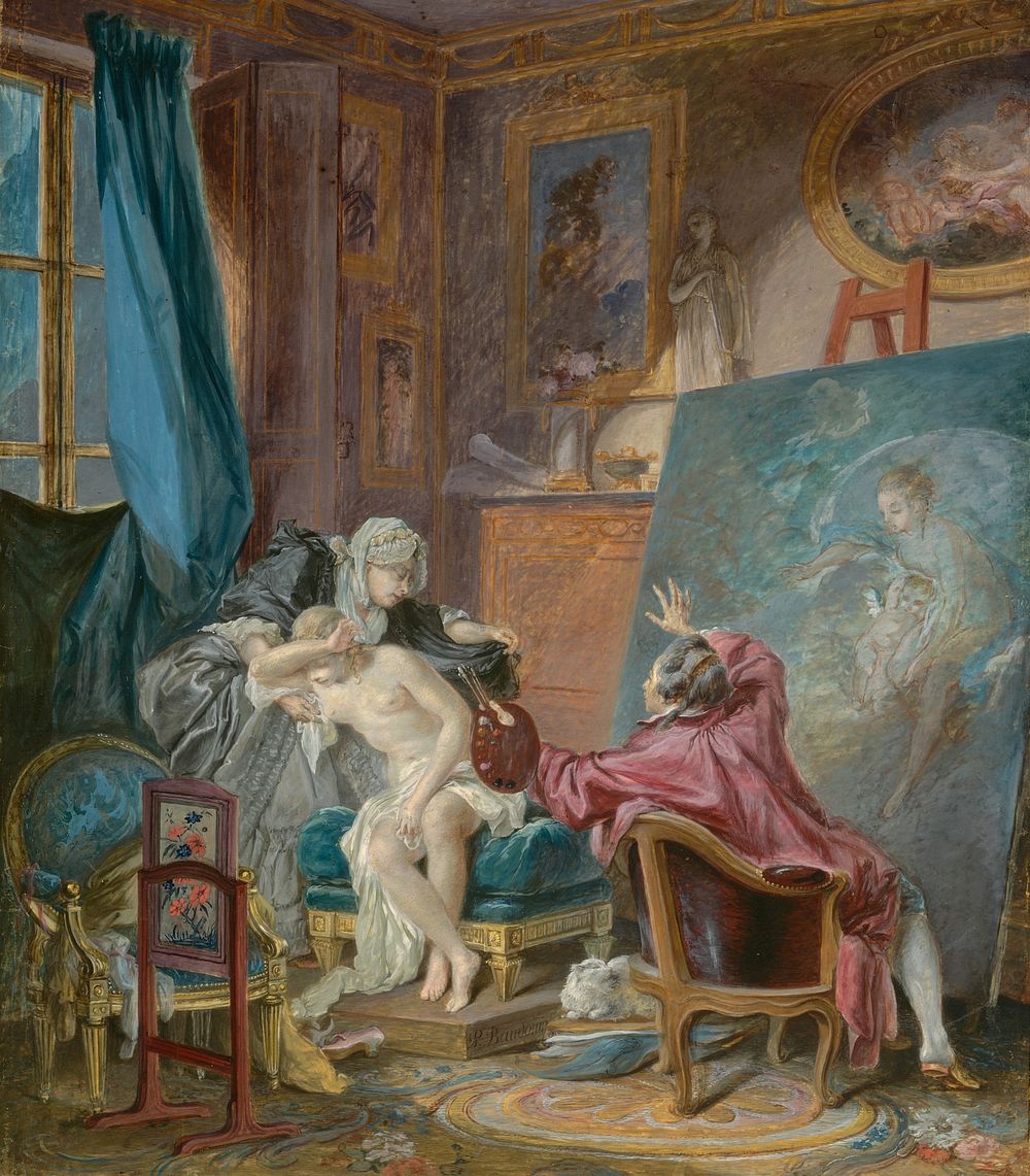 The Honest Model (1769) by Pierre–Antoine Baudouin.  