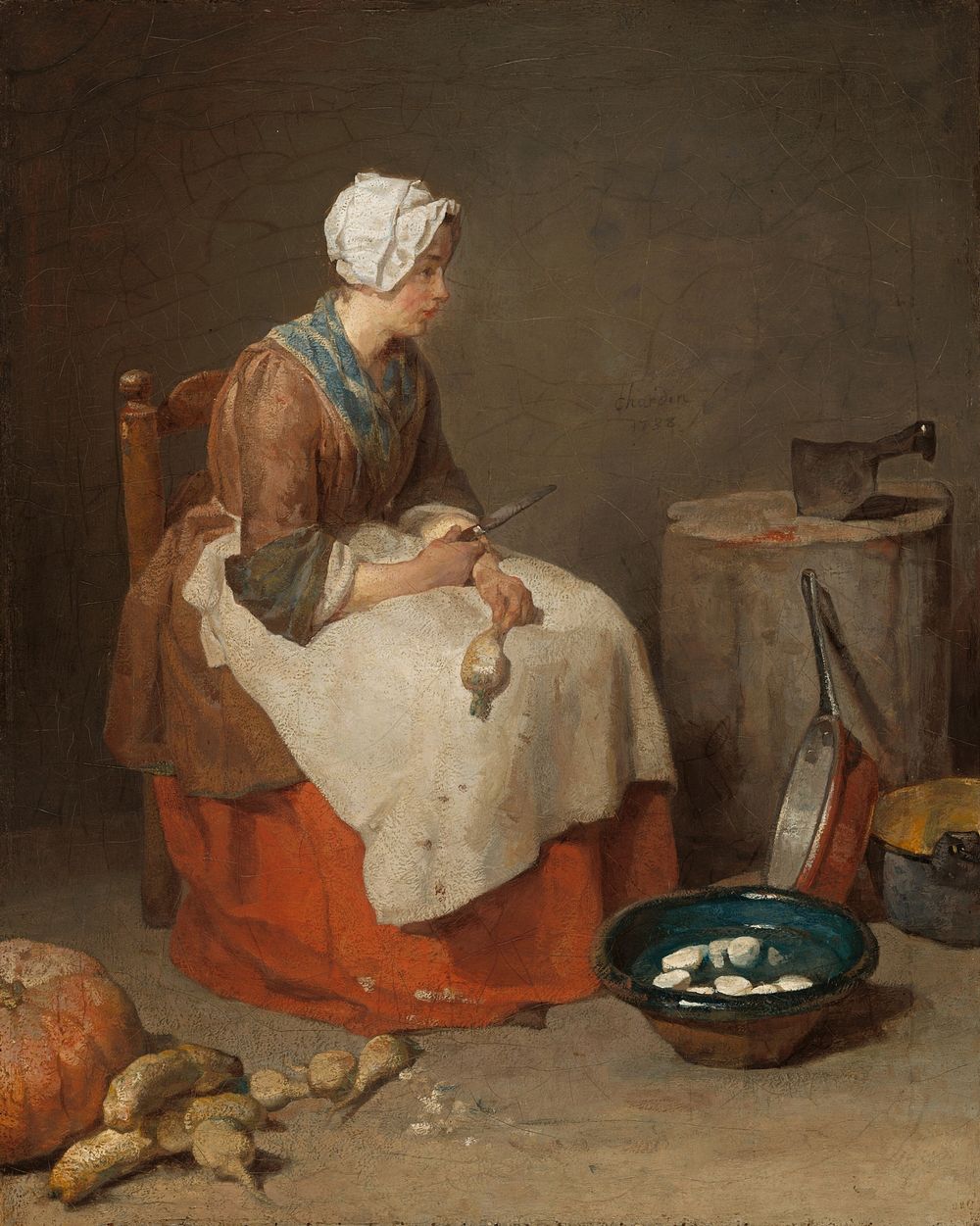 The Kitchen Maid (1738) by Jean Siméon Chardin.  