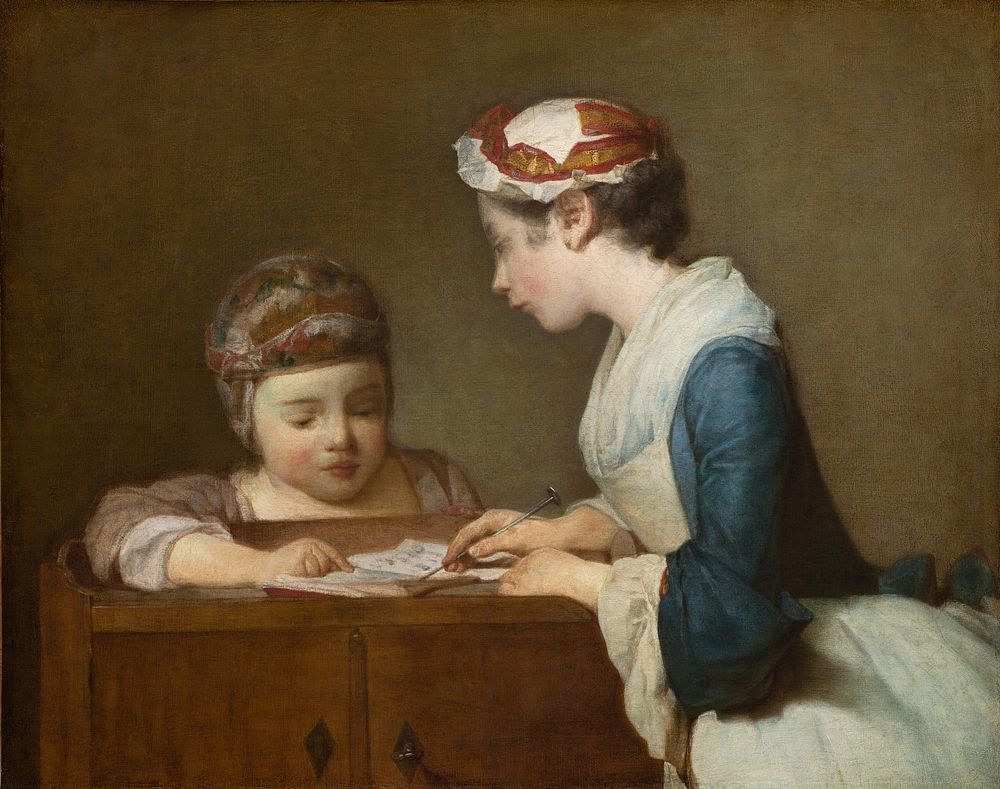The Little Schoolmistress (after 1740) by Jean Sim&eacute;on Chardin.  