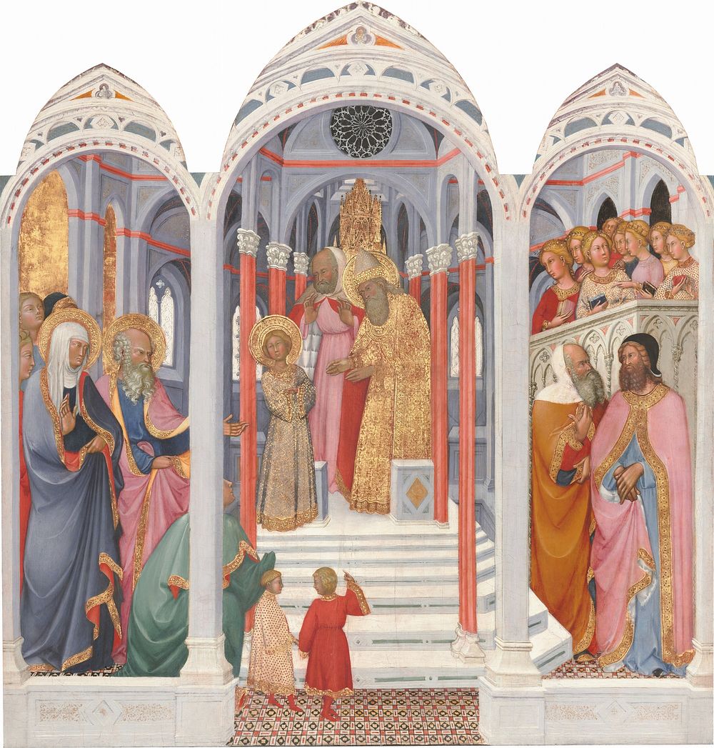 The Presentation of the Virgin in the Temple (1398&ndash;1399) by Paolo di Giovanni Fei.  