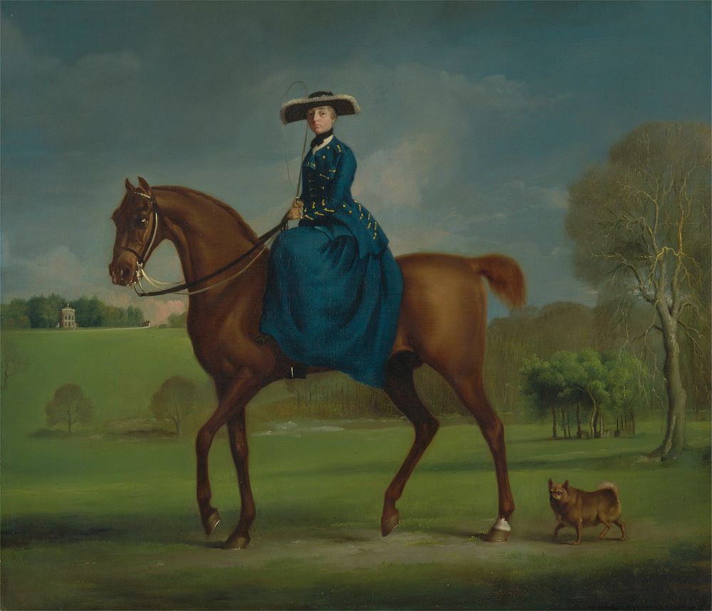 The Countess of Coningsby in the Costume of the Charlton Hunt (ca. 1760) painting in high resolution by George Stubbs.  
