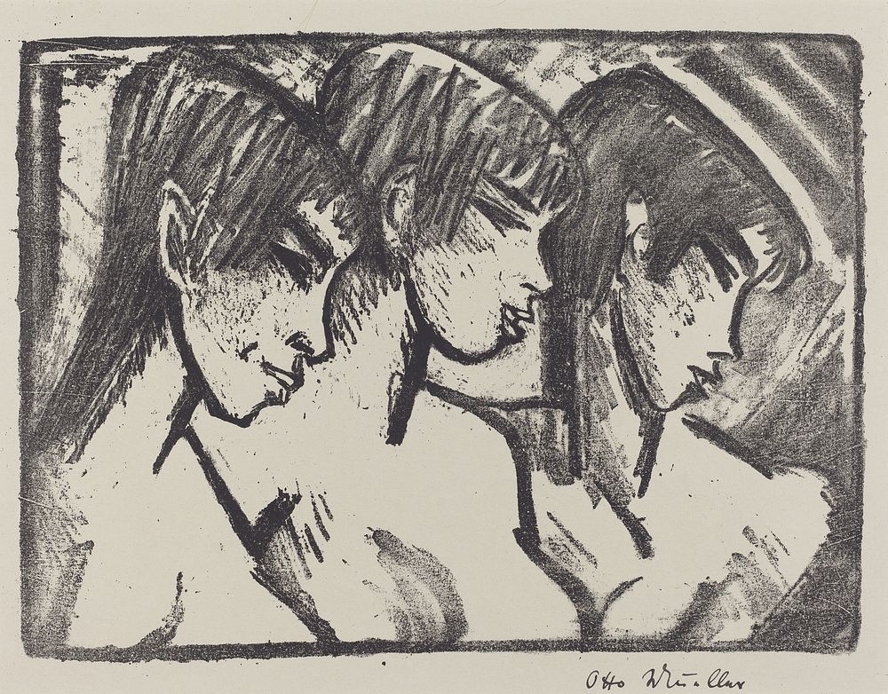 Three Girls in Profile (1921) by Otto Müller.  