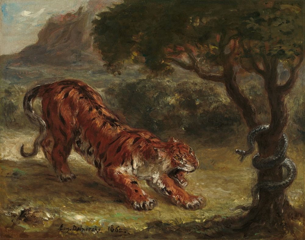 Tiger and Snake (1862) by Eug&egrave;ne Delacroix.  