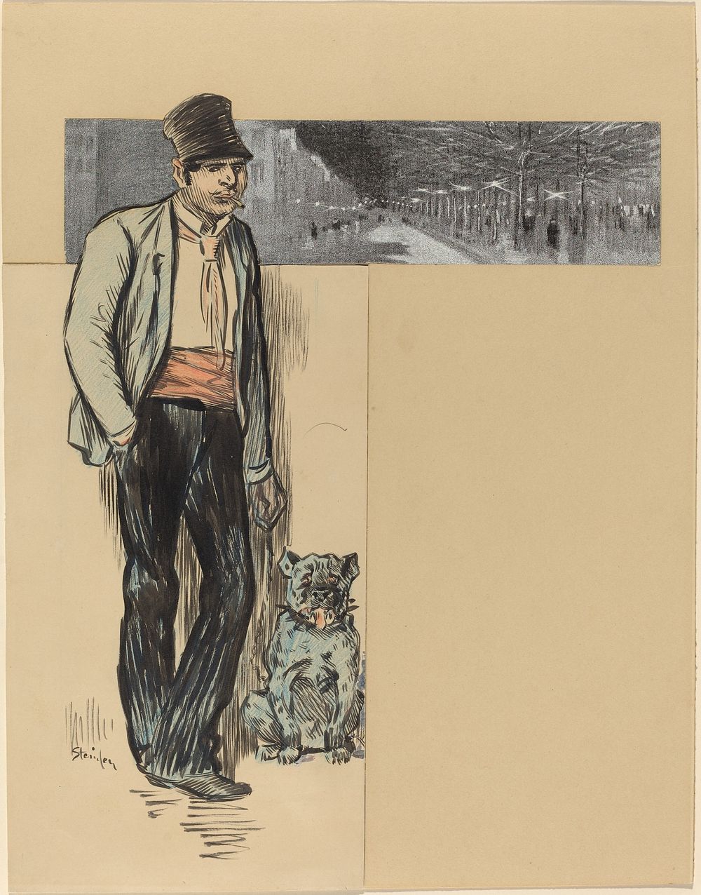 To the Village print in high resolution by Th&eacute;ophile Alexandre Steinlen (1859 &ndash;1923).  