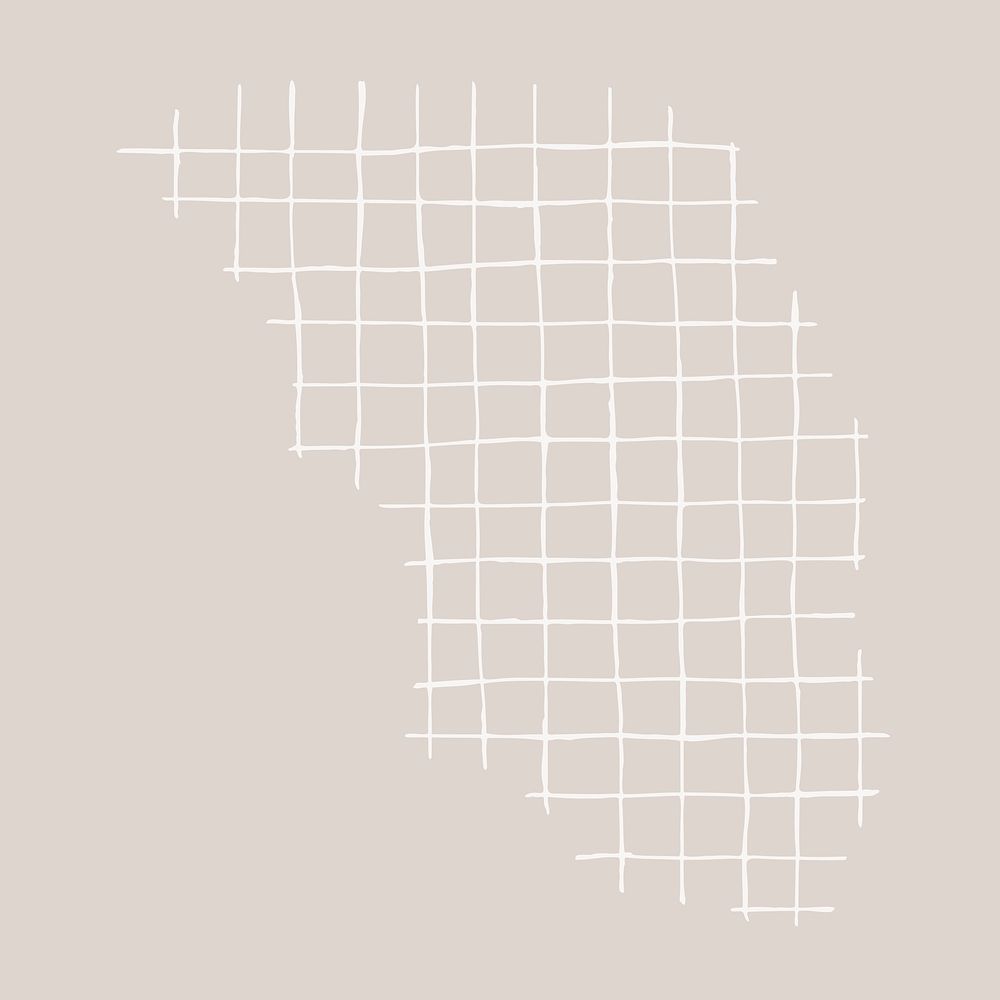 Aesthetic grid pattern, white doodle element vector