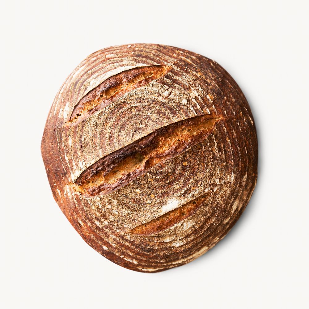 Baked bread  isolated on off white design 