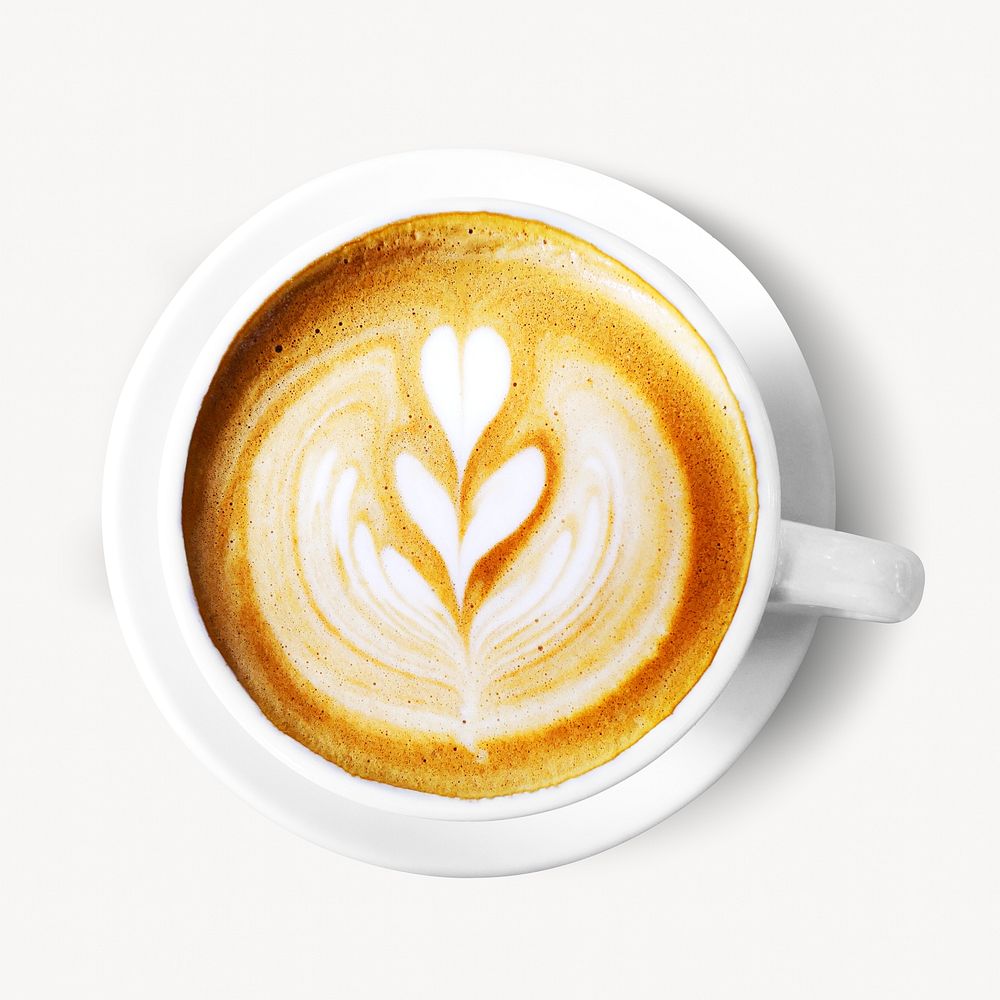 Latte art isolated on off white design 