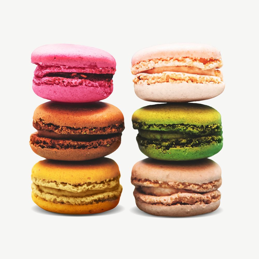 Colorful macarons collage element, isolated image psd