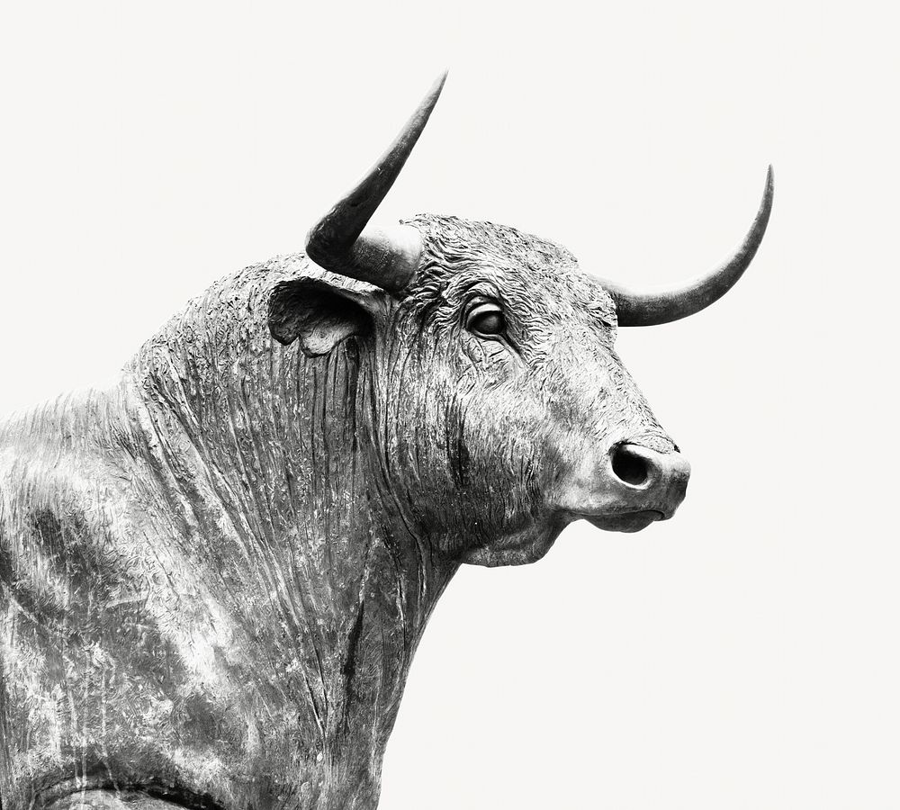 Bull statue collage element, isolated image