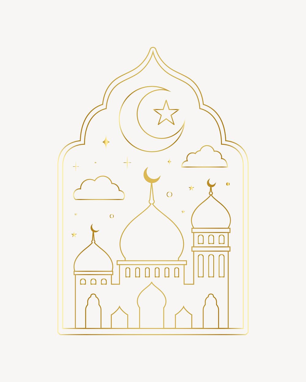 Ramadan mosque collage element vector